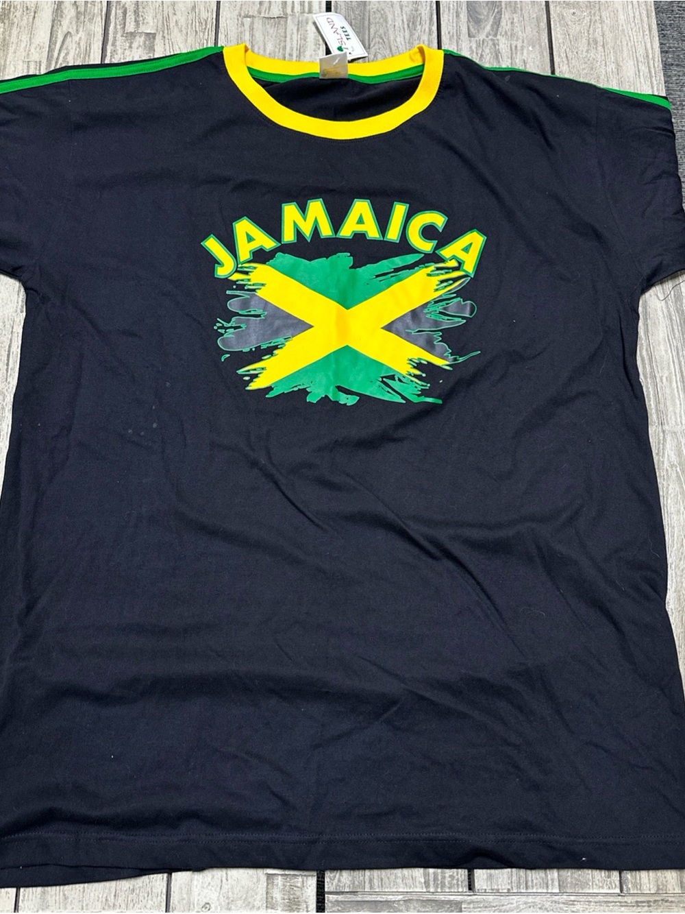 Vintage Island Tees Jamica Flag Graphic Tshirt Summer Vacation Black 3XL